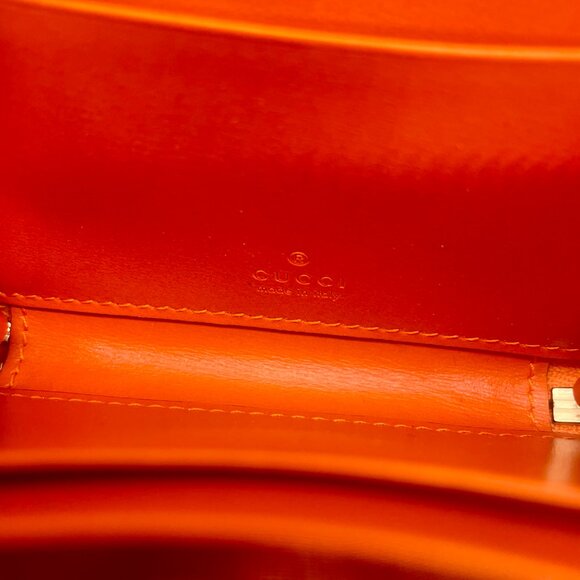 Gucci Bright Orange Leather And Canvas Wallet - Picture 6 of 7